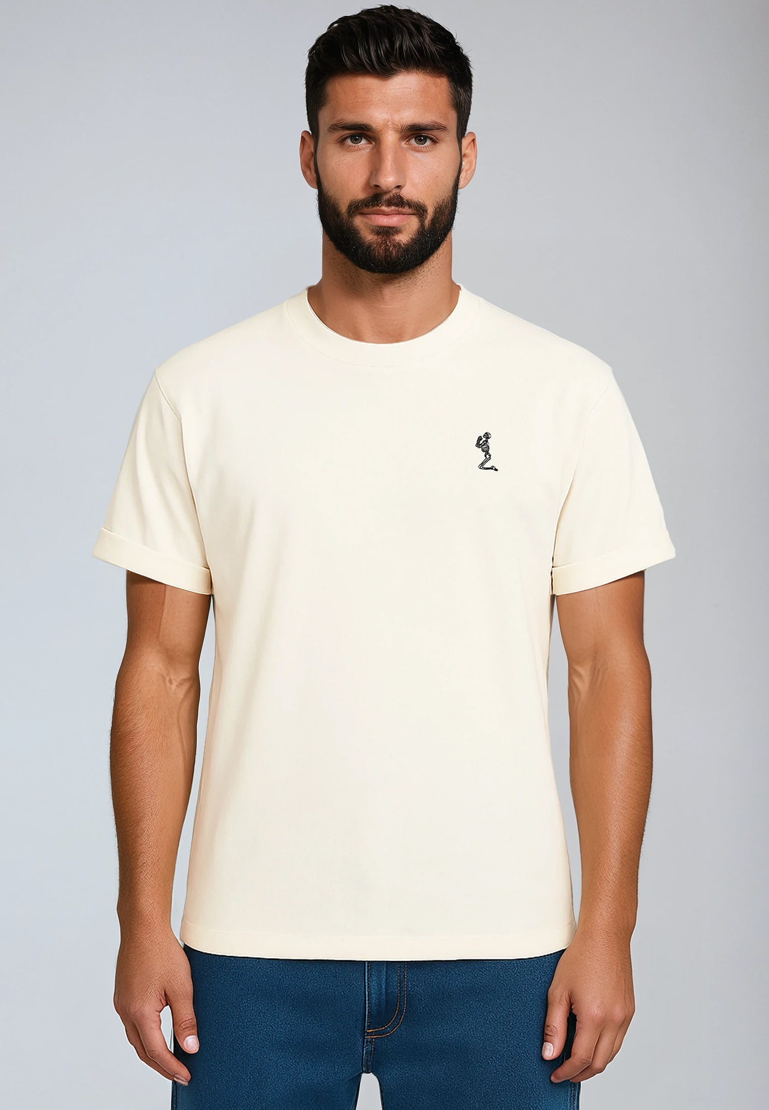 ESSENTIAL ROLLED CUFF T-SHIRT OFF WHITE