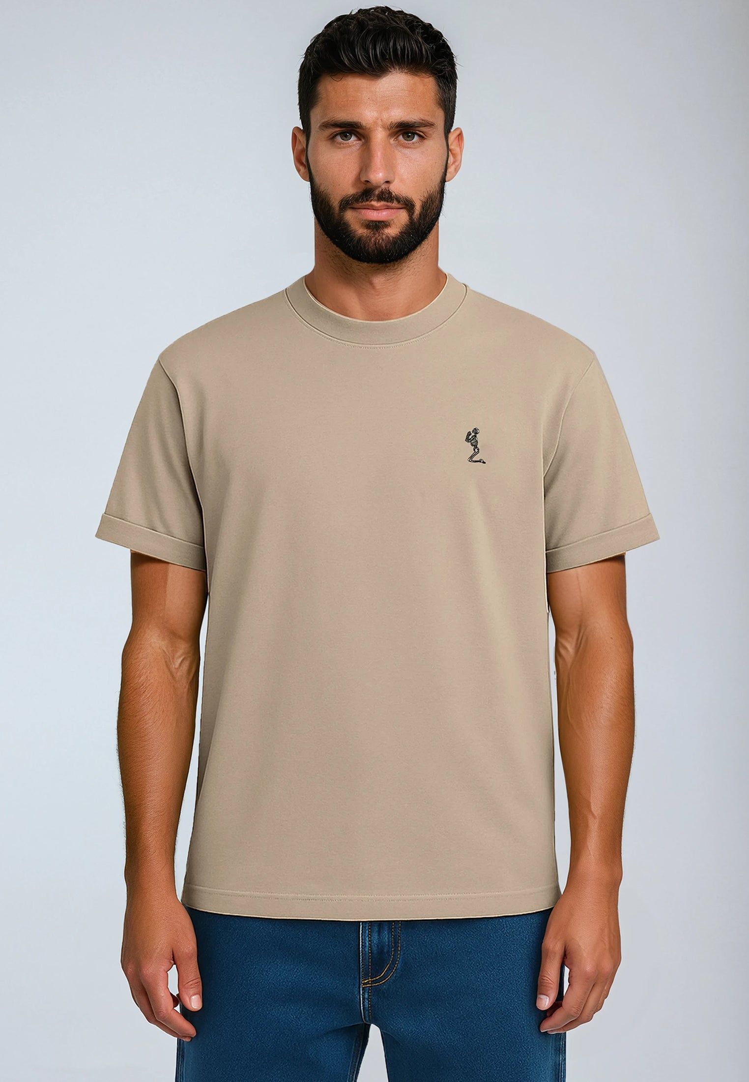 ESSENTIAL ROLLED CUFF T-SHIRT FAWN