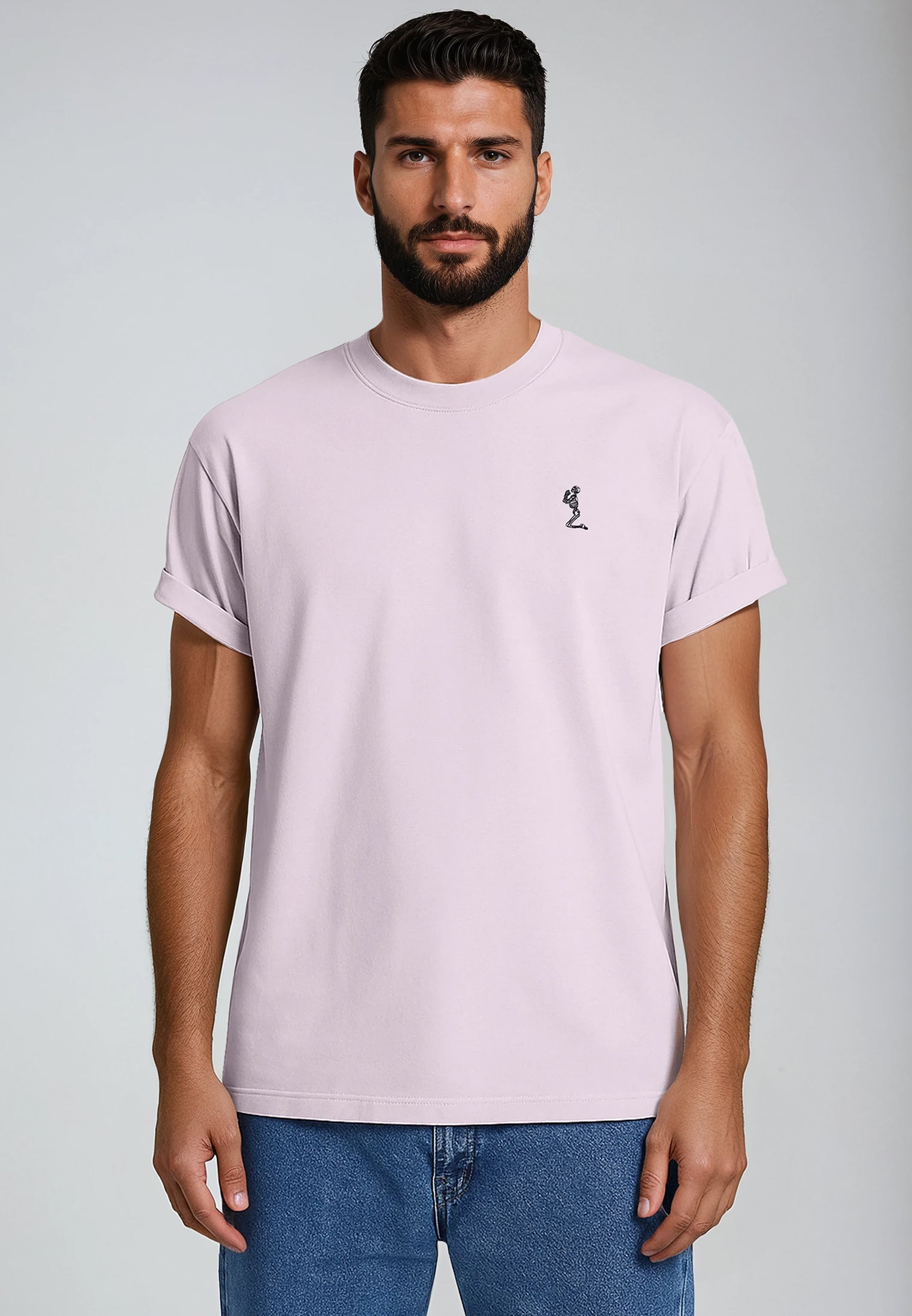 ESSENTIAL ROLLED CUFF T-SHIRT PALE PINK