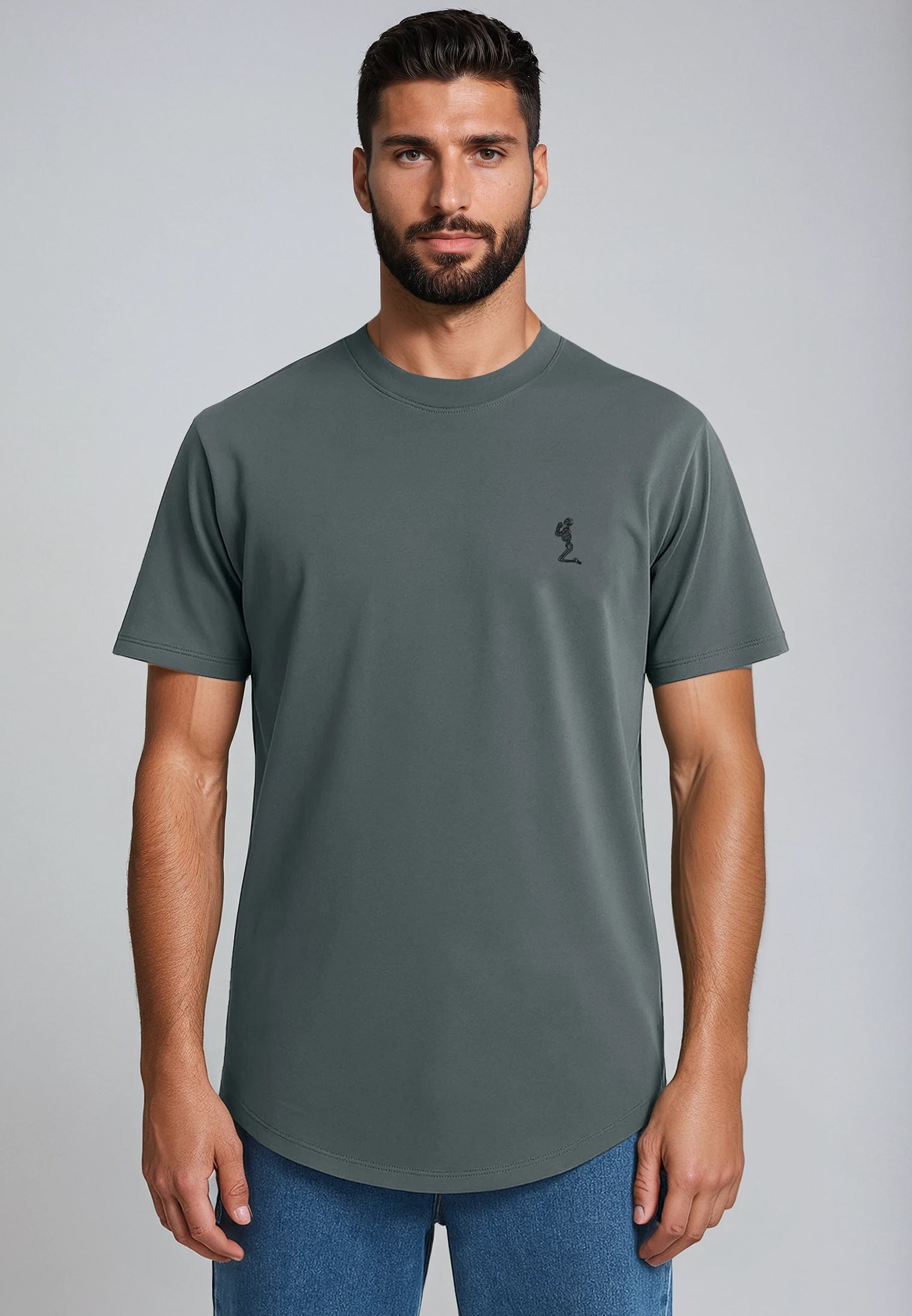 ESSENTIAL SWAG CURVED HEM COAL T-SHIRT