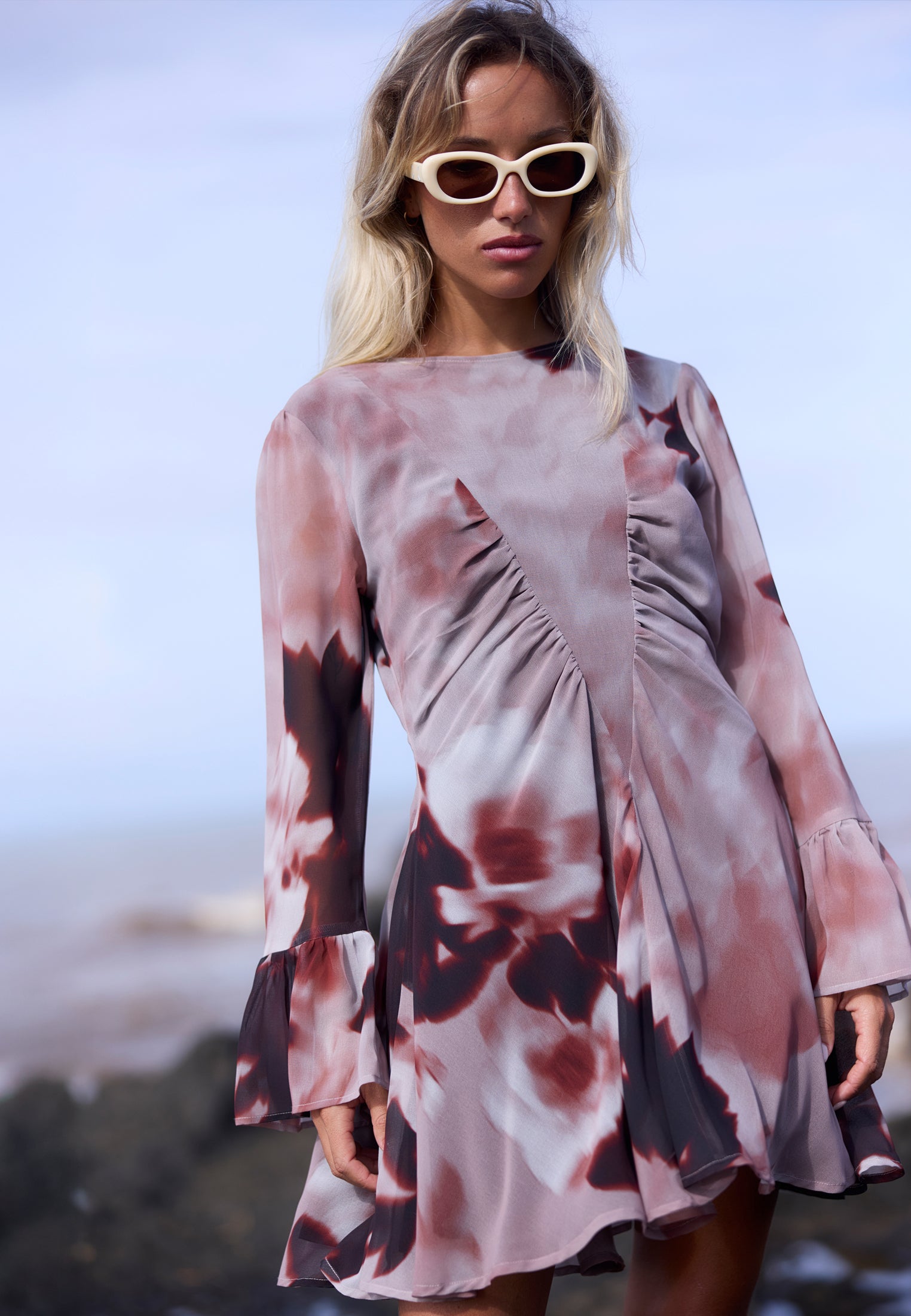 CORINNE SHORT DRESS BLUR ASHES