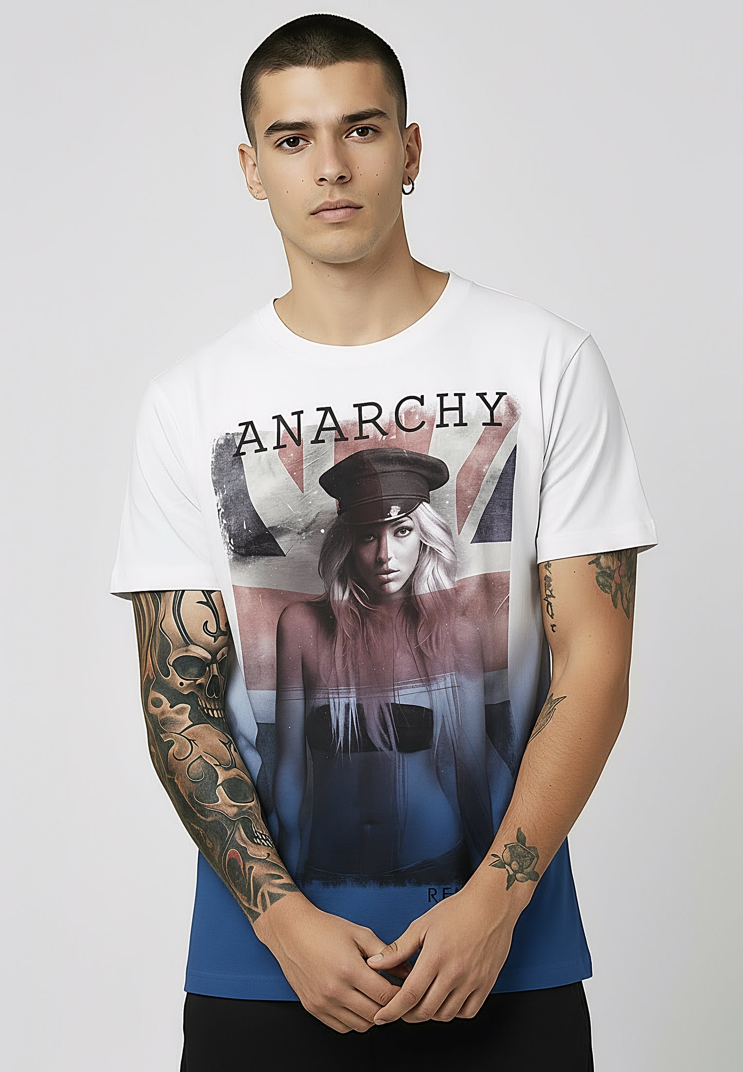 ANARCHY T-SHIRT WHITE & BLUE