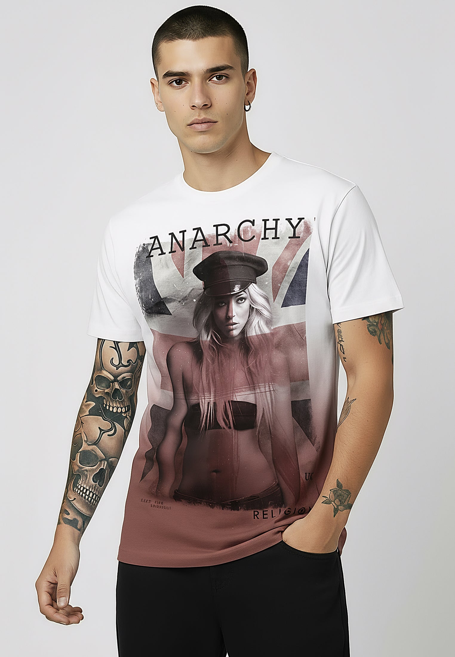 ANARCHY T-SHIRT WHITE & RED