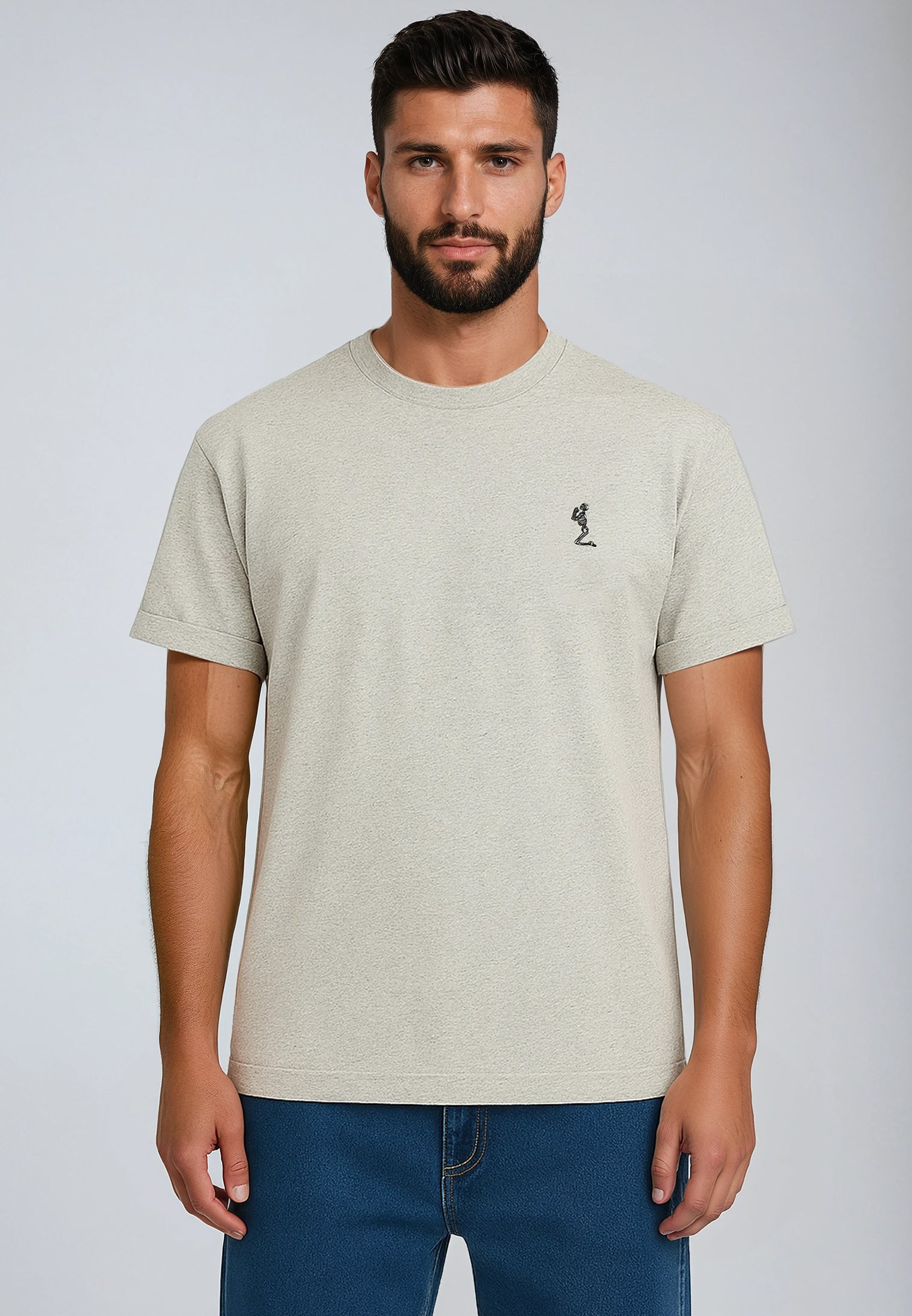 ESSENTIAL ROLLED CUFF T-SHIRT GREY MARL