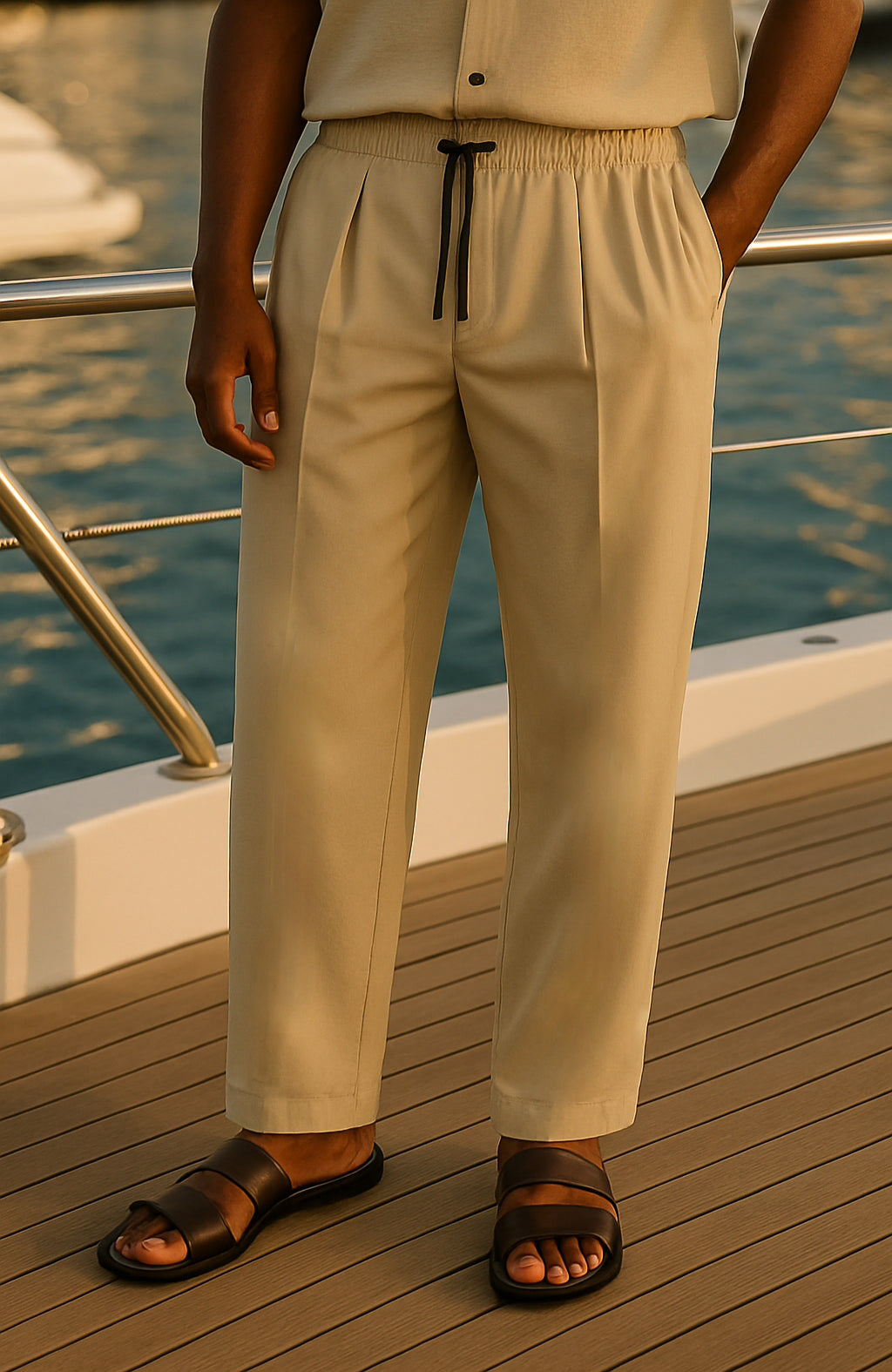 MARBELLA PLEATED HOLIDAY TROUSERS DUNE