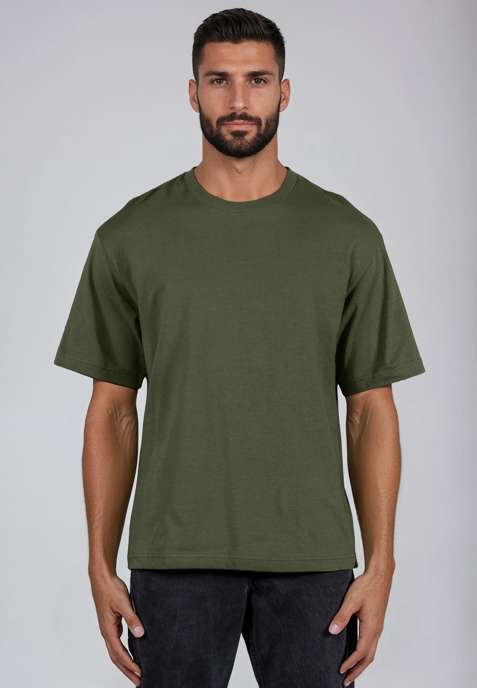 OVERSIZED HEAVY BLOCK T-SHIRT ARMY GREEN
