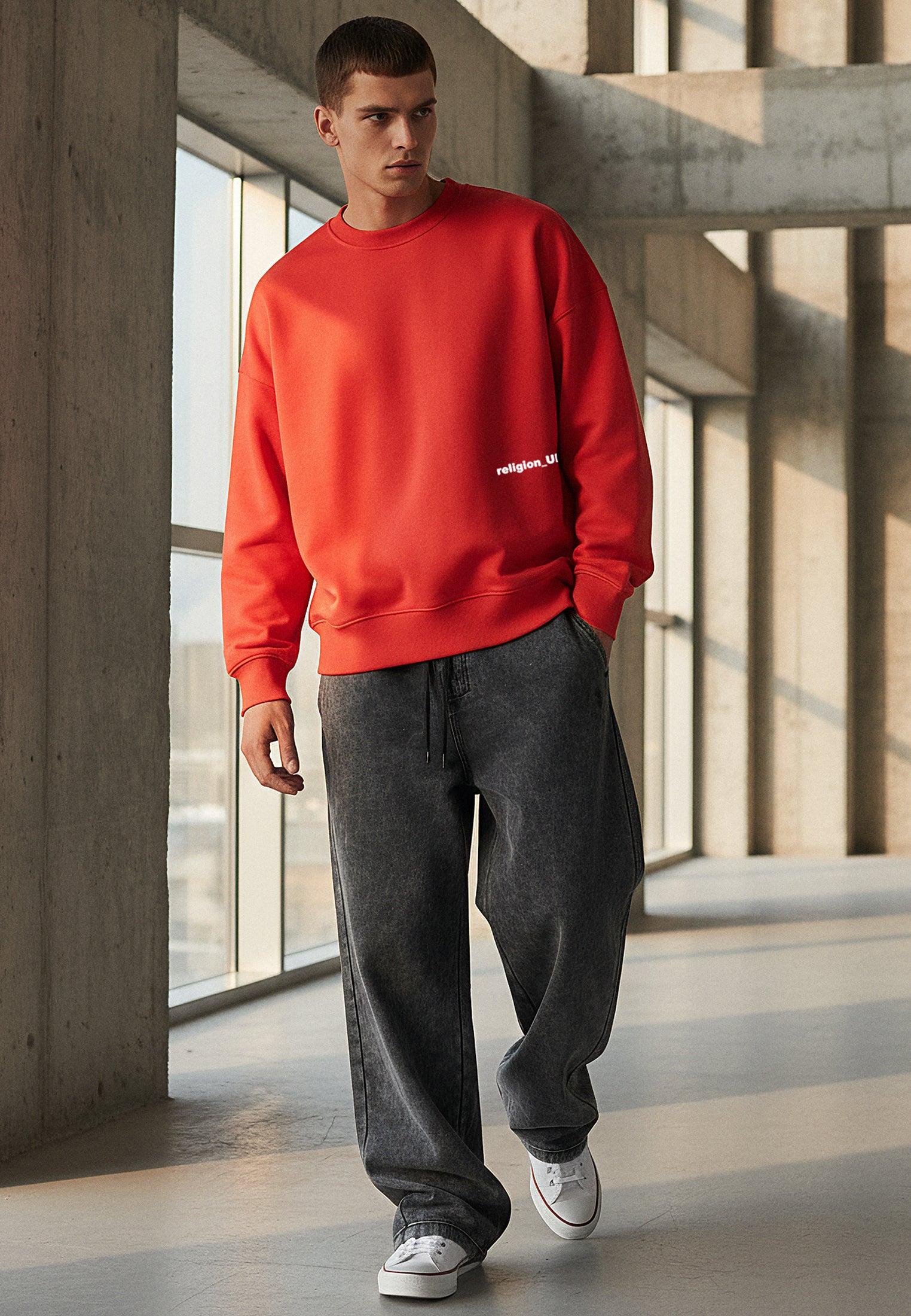 RELIGION UK SWEAT BRIGHT RED