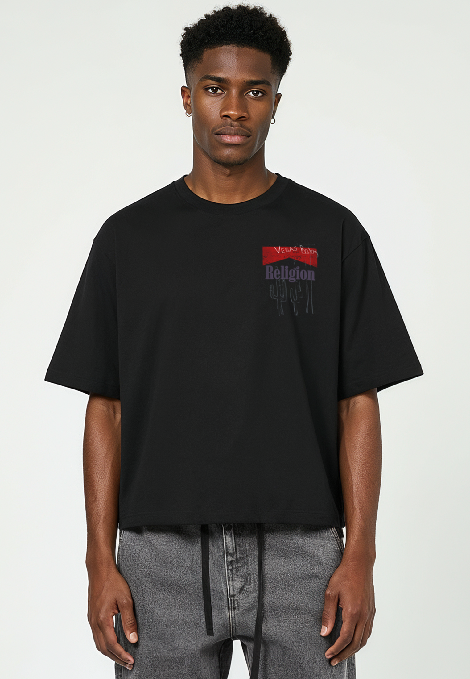 RED TAB CROP T-SHIRT BLACK