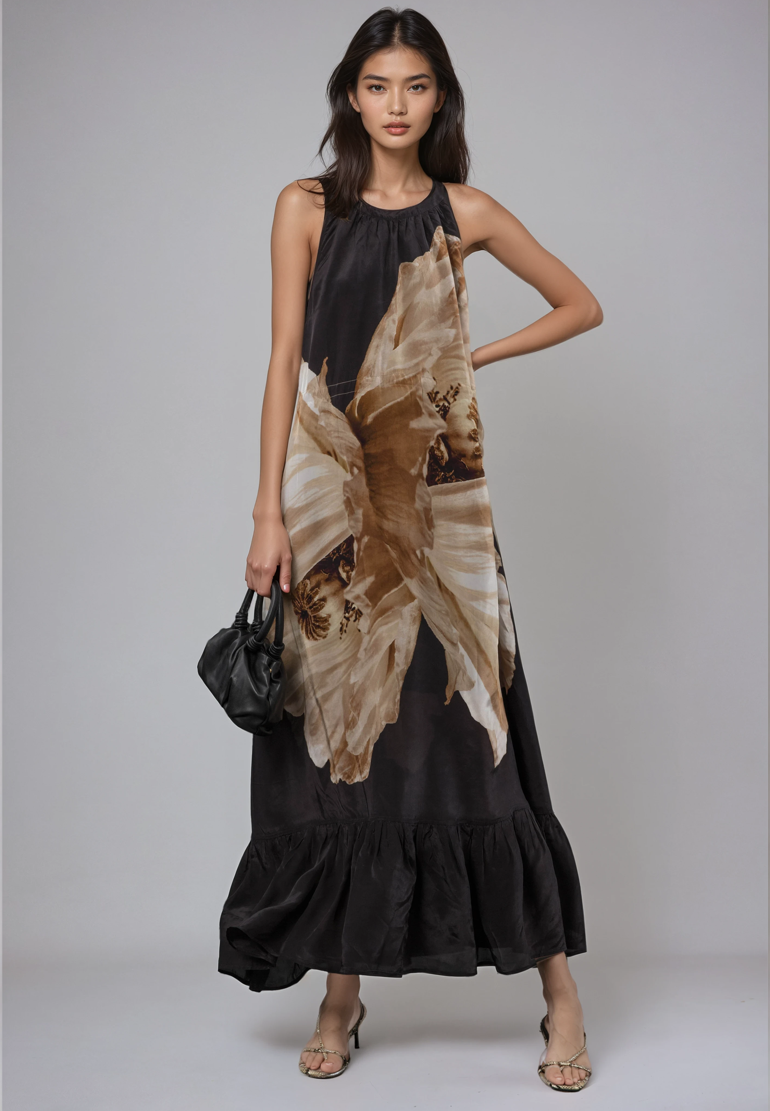 TWIST MAXI DRESS CHARM SEPIA