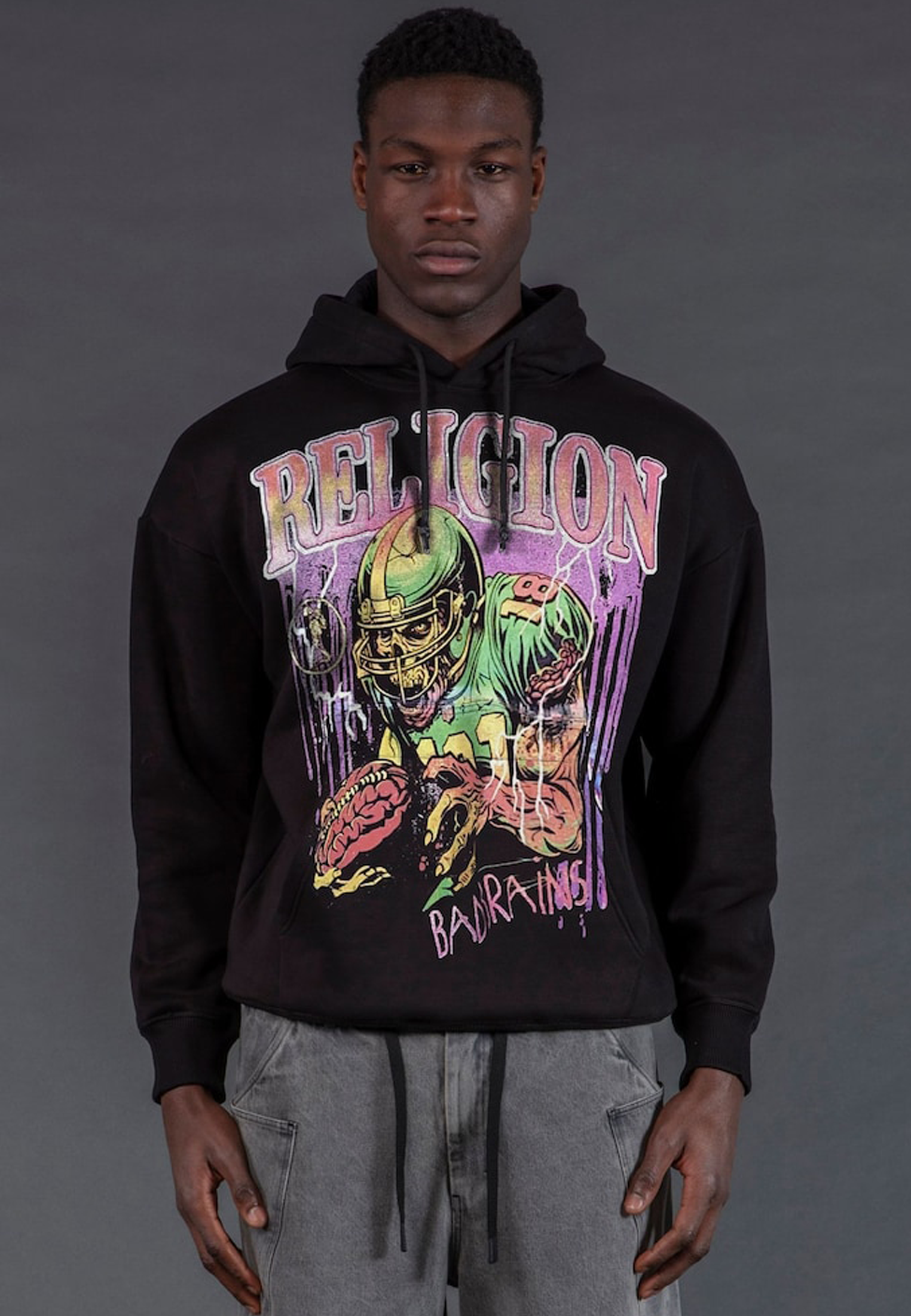 RELIGION FOOTBALL HOODY BLACK