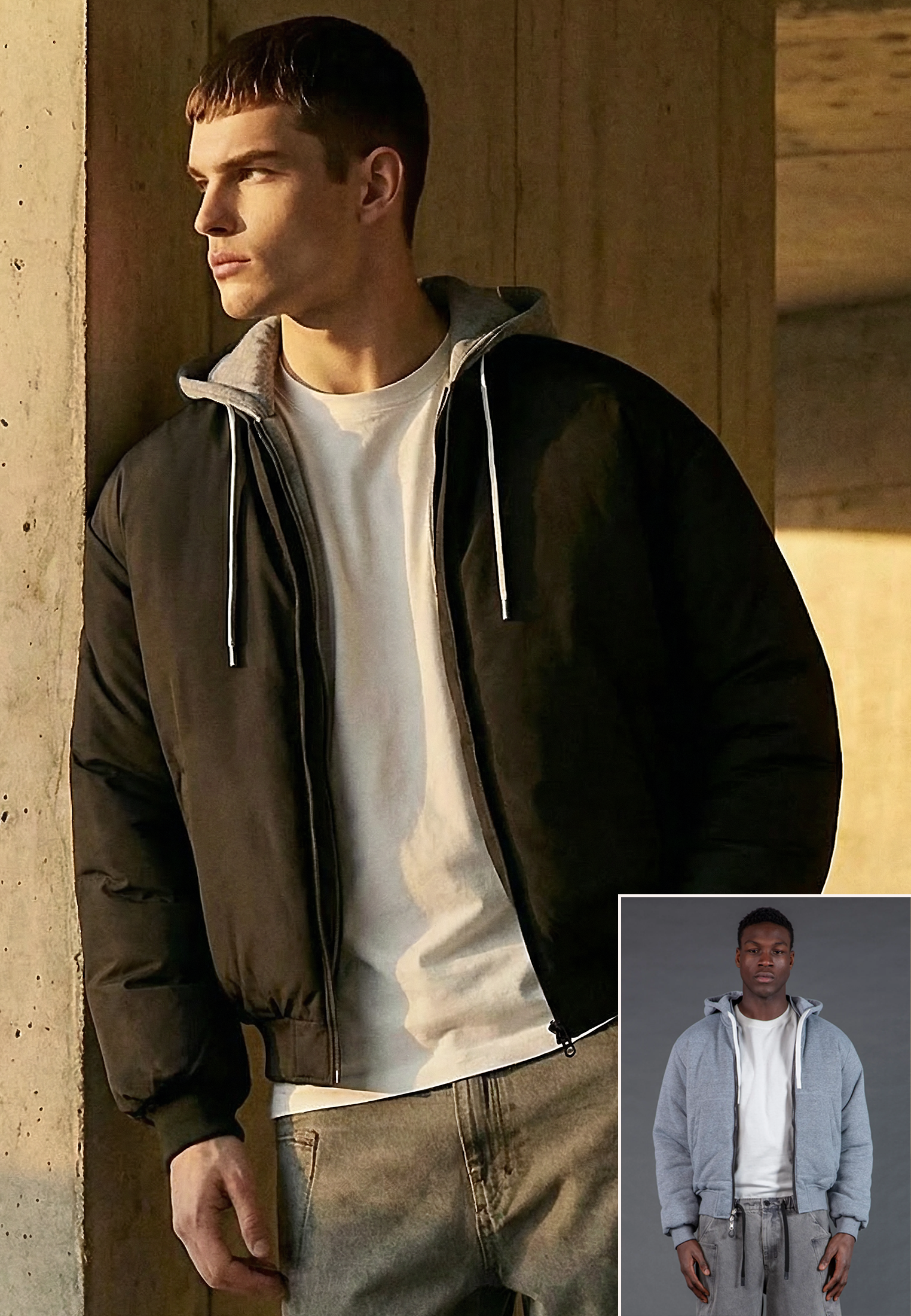 REVERSIBLE HOODED BOMBER BLACK